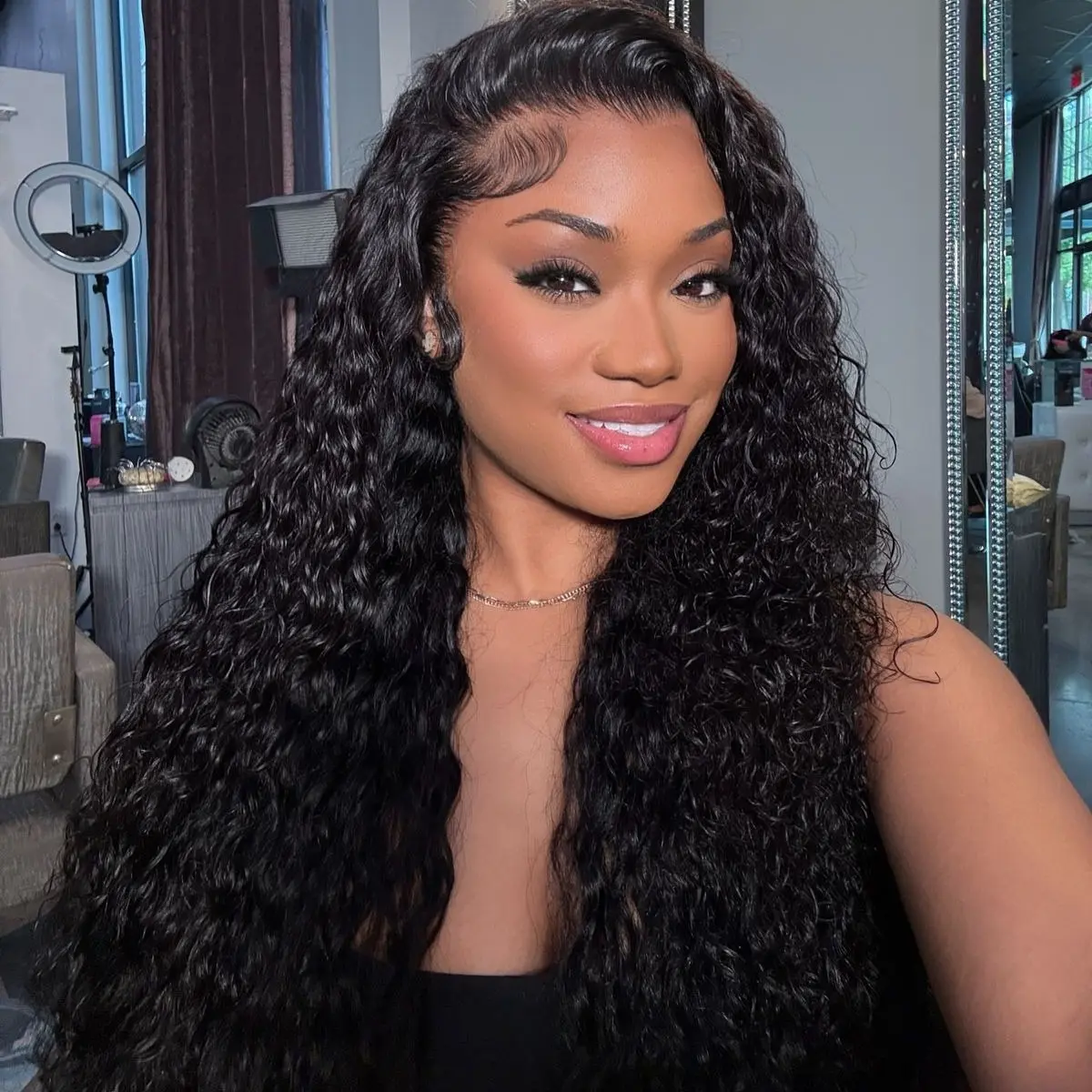 Dachic Hair Jerry Curly Wigs 13X6 Lace Front Water Wave Wigs Brazilian Human Hair HD Lace Frontal Wig 180% Density Body Wave Pre Plucked With Baby Hair Natural Hairline Natural Black Wigs for Women