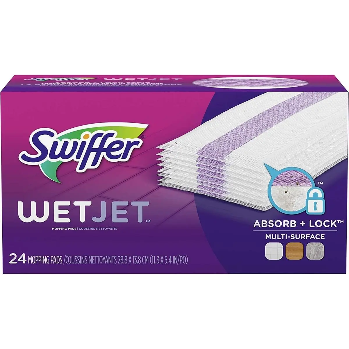 SWIFFER Power Mop Kit (PGC07242) - 24 Microfiber Mop Pads, Fresh Cleaner Solution Spray, Absorbent Lock Dirt Trap Tech, Deep Cleaning Functionality for Wood Floors, Safe On Finished Wood Floors