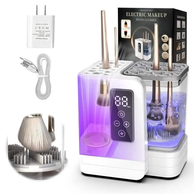 Portable Lightweight Compact USB Cosmetic Brush Cleansing & Drying Machine - Modern Beauty Personal Care Tool for Efficient Brush Maintenance, 850 Rpm Speed, Multi-Function, Plug & Go, Quick Clean, Storage