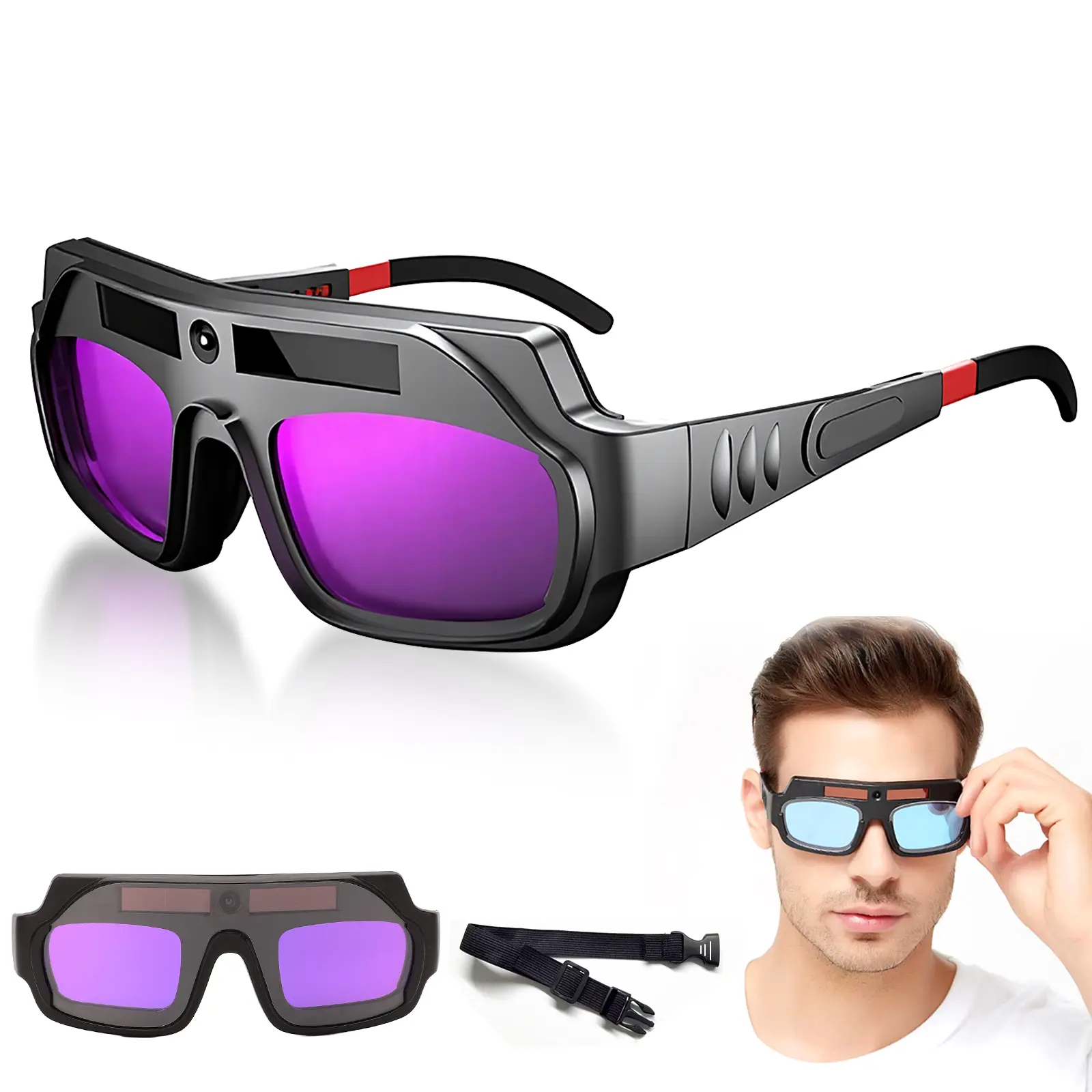 FIRMOAK Auto-Darkening Welding Goggles | UV/IR Protection & 1/25000s Reaction - TIG/MIG/ARC Helmet with Clear Lens, Welding Accessories, Tig/Mig/Arc Helmets, Headband, Adjustable,toolupgrade