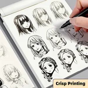 A Beginner'S Guide to Line Drawing Featuring Anime Characters, with Easy Hand-Drawn Outlines. It Offers Practice for Tracing Techniques And Color Mixing Materials, Essential for Artists And Fans, Drawing Lessons! Drawing Paper