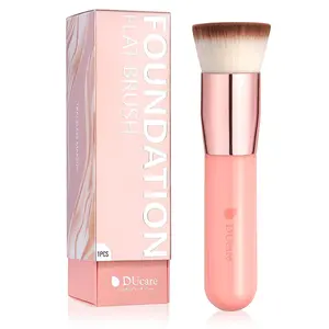 Ducare Foundation Brush for Liquid Makeup, Self Tanner Brush Flat Top Kabuki Professional Makeup Brushes Blending Mineral Powder Buffing Stippling Makeup Tools, Pink Doremi Beauty