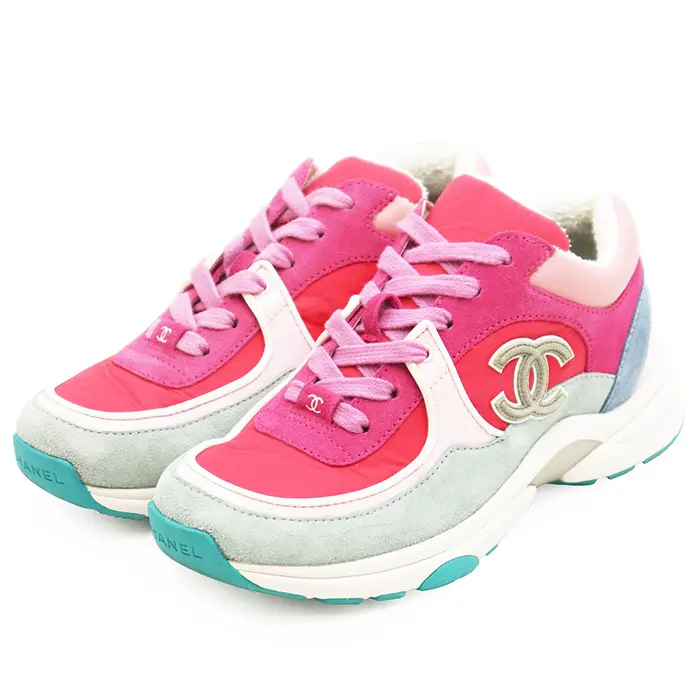 Pre-owned CHANEL Suede Small Leather Goods Leather Sneakers