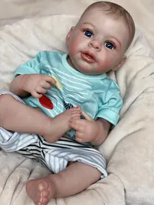 18 inches (45 cm), vinyl doll boy, cute face, reborn baby, realistic reborn artist, fake baby, hand drawn, real birth newborn doll, collection, holiday, birthday, halloween, is the perfect Christmas gift for children over 3 years old