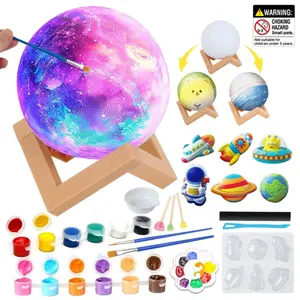 Handmade DIY Moon Lamp + Space Doll Coloring Set, DIY Craft Kit, Kids Doodle Educational Toy, Best Gift for Boys Girls Ages 5+, Holiday Present