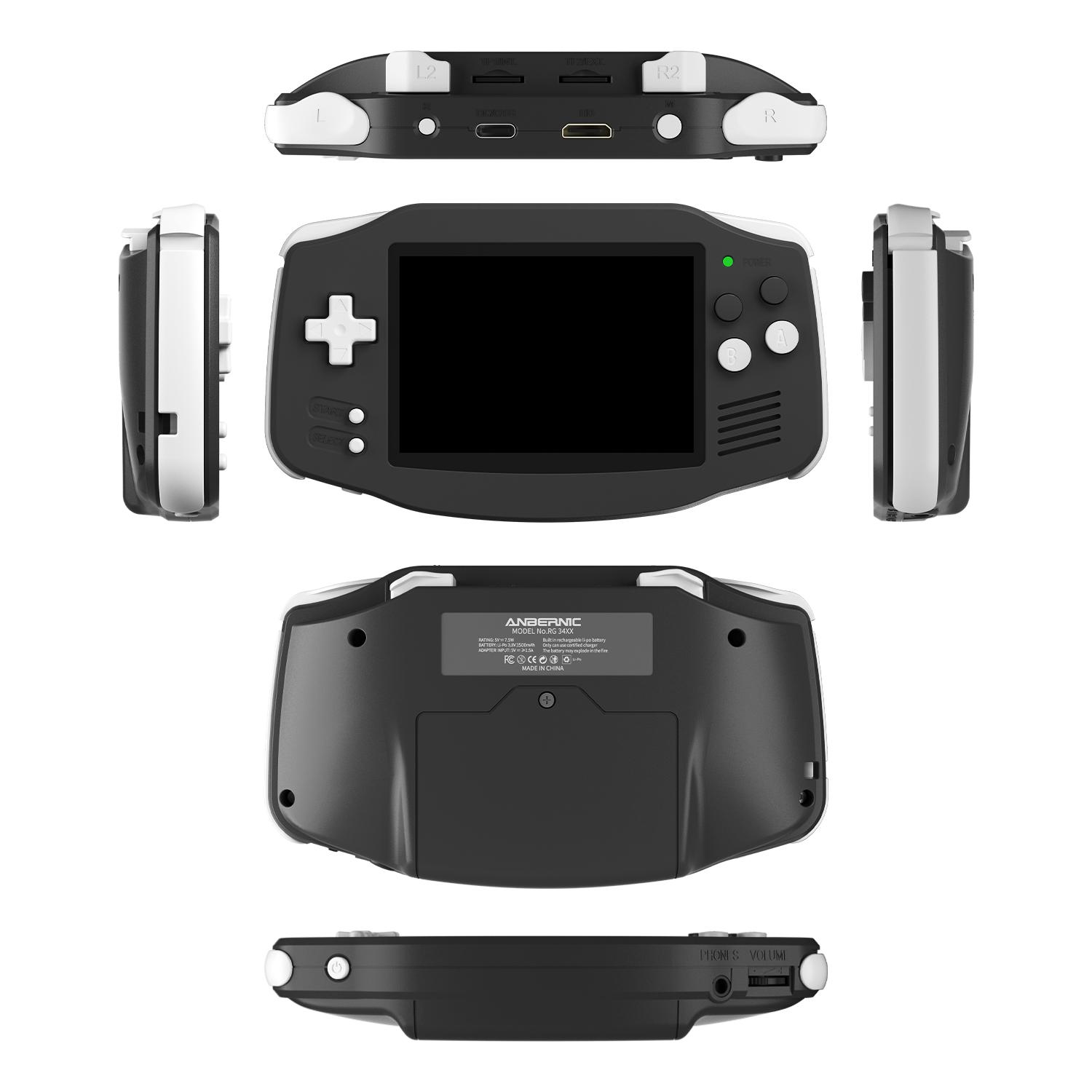 Anbernic RG 34XX Handheld Game Console【Buy 1 Get 1 HDMI 4K Cable+1 Fancy Case+1 Type-C Cable+1 Screen Protector+1 Lanyard】3.4-inch IPS Full-view Angle 720*480 H700 Quad-core ARM Cortex-A53 LPDDR4 1GB Ready to Play Gift Package