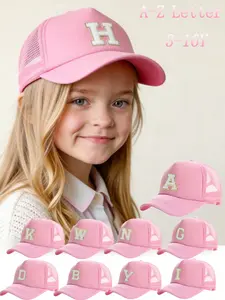 1PC 26 Letter Casual Baseball Cap, Fashion Multi-Purpose Embroidered Snapback Hat, Breathable Mesh Summer Sun Protection, Adjustable Size for Kids 3-8 Years