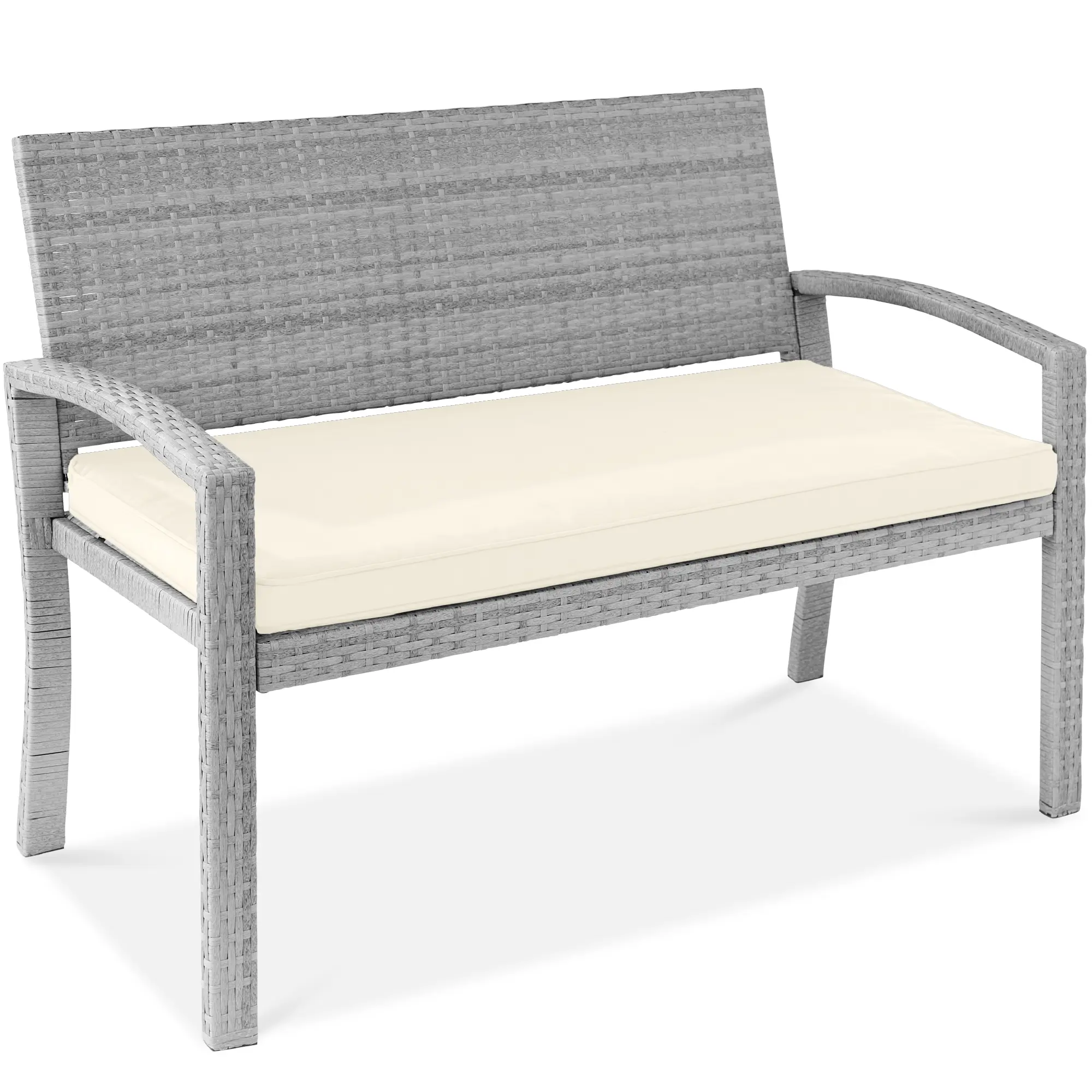 Best Choice Products 2-Person Outdoor Wicker Bench Garden Patio Porch Furniture w/ 700lb Capacity, Cushion