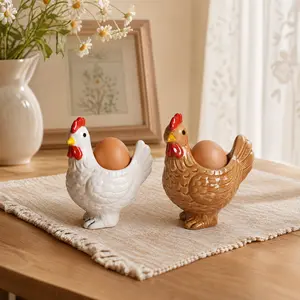 Chicken ceramic egg tray set for breakfast decoration - creative egg holder for the breakfast table