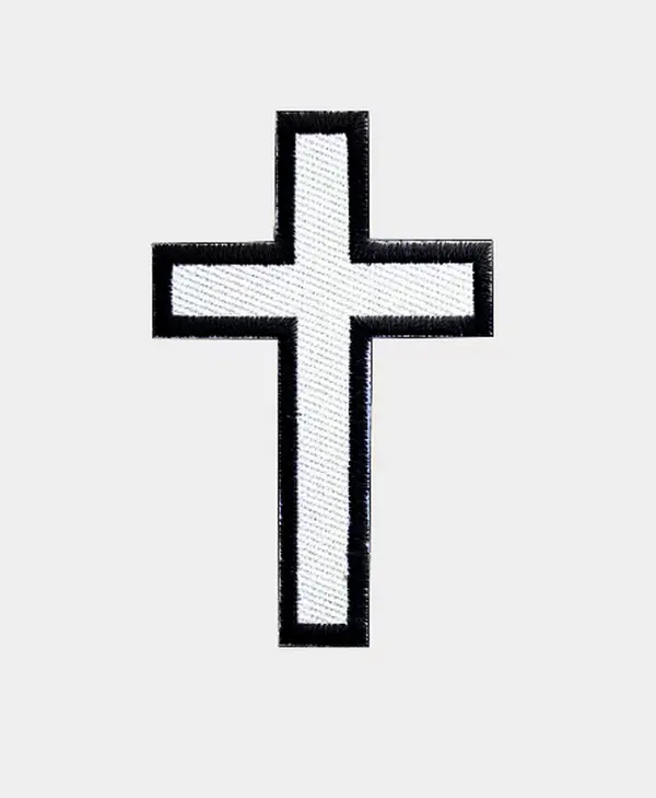 Christian Cross patch embroidered Black and White Biker Christian Cross patch embroidered Black and White Biker