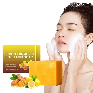 Lemon Turmeric Kojic Acid Soap, Deeply Cleanses & Brightens Skin, Exfoliates Moisturizes Bath Face, Advanced Flawless Skin Barrier Fusion