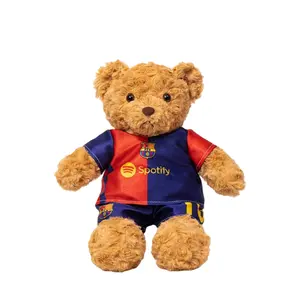 35cm Uefa Champions League Football Bear Plush Toy, Soft Stuffed Animal, Huggable Collectible, Soft Skin-Friendly No Shedding, Barcelona Real Madrid Argentina Portugal Jersey Teddy Bear Doll