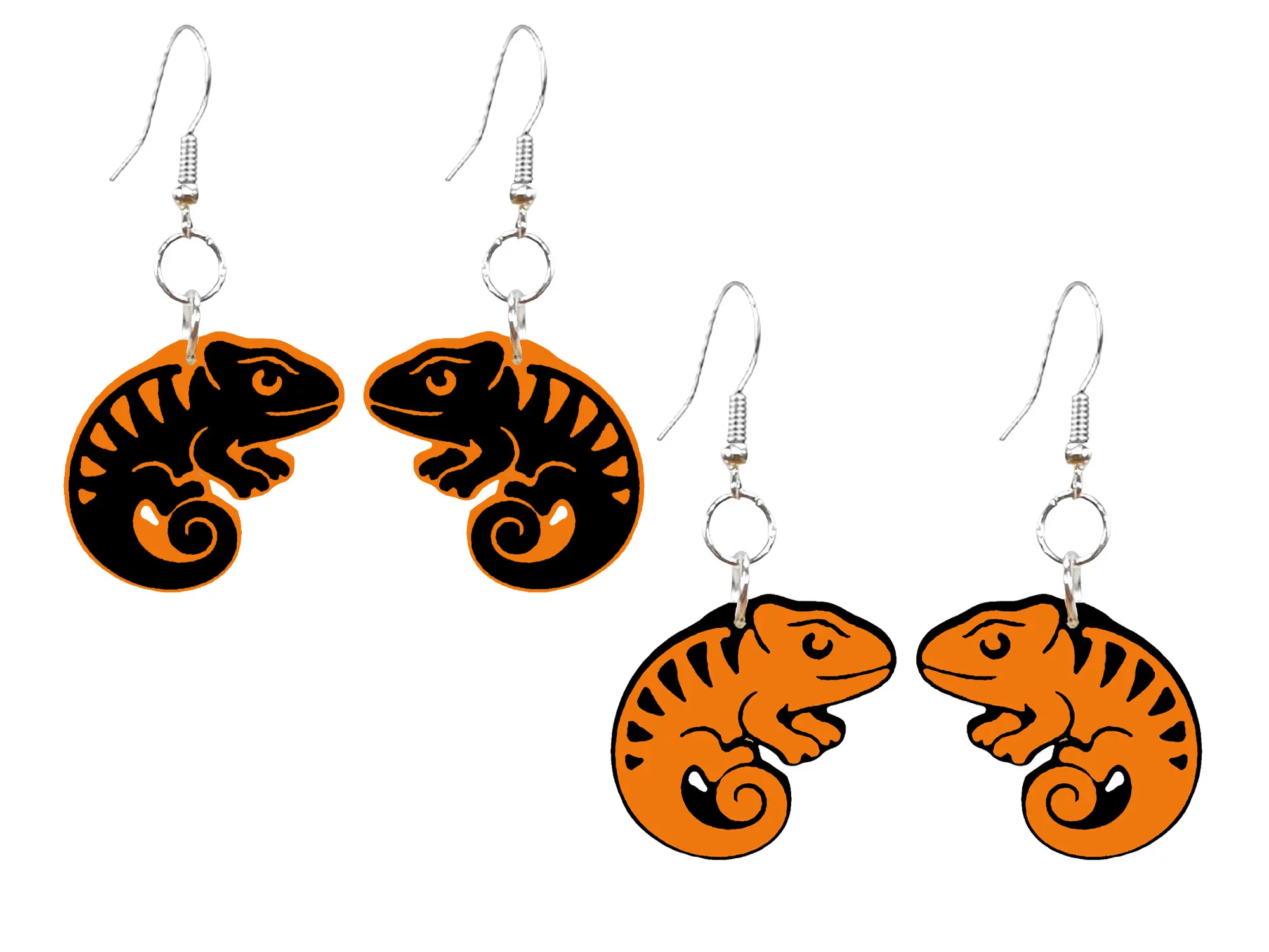 Chameleon Lizard Reptile Earrings Nature Wildlife Animal Jewelry Colorful Dangle Set of 2 Pairs