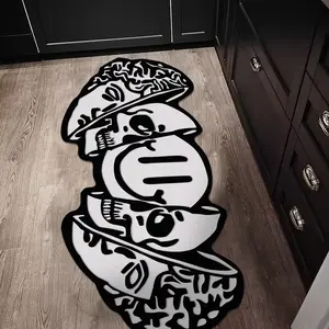 Halloween Mask Print Carpet, Retro Style Long Rug for Living Room Bedroom, Washable Area Rug Non-Slip Plush Mat, Home Decor, Home Decor Rugs