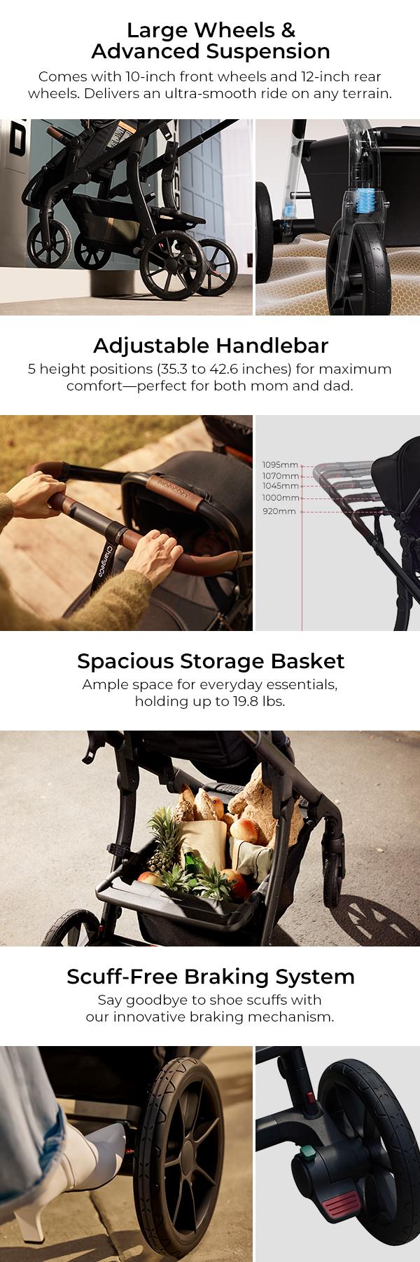 Momcozy ChangeGo Baby Stroller, Convertible Single-to-Double-to-Wagon Stroller with 23 Configurations, Bassinet and Seat Included, Large PU Wheels, All-Wheel Suspension & Extendable UPF50+ Canopy Momcozy ChangeGo Baby Stroller, Convertible Single-to-Double-to-Wagon Stroller with 23 Configurations, Bassinet and Seat Included, Large PU Wheels, All-Wheel Suspension & Extendable UPF50+ Canopy