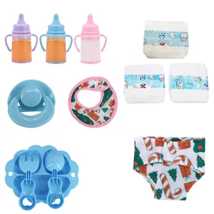 Baby Doll Feeding Set, Includes Bottle, Juice Bottles, Toy Nipple, Diapers, Bib, Underwear, Plate, Fork, Spoon, Perfect Gift
