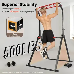 JointlyCreating Foldable Power Tower Pull Up Bar Dip Station Adjustable Multifunction Workout Pull Up Tower Station Gym Back Strength Training Equipment for Home Outdoor Triangular Legs Support 500lbs