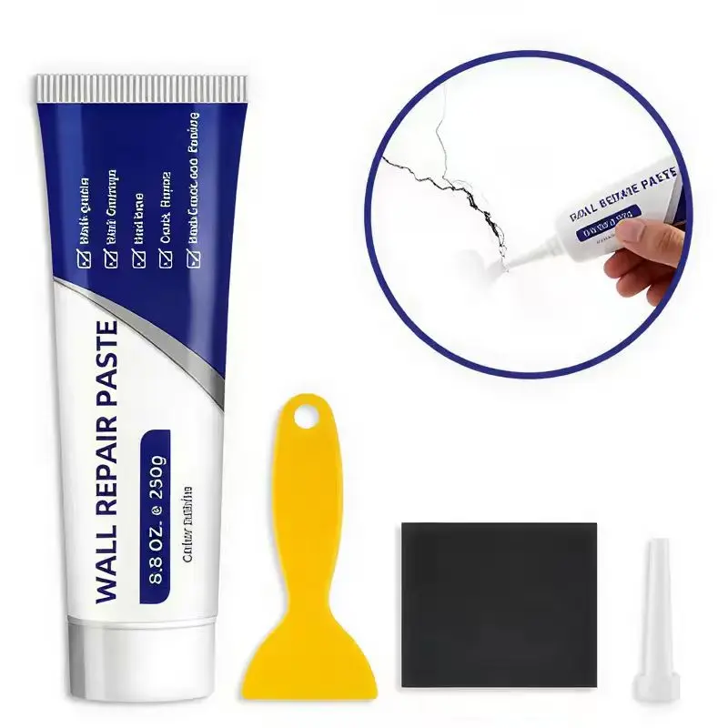 Drywall Repair Kit with Scraper, White Spackle Wall Hole Filler Paste for Kitchens, Living Rooms, Bathrooms, Damaged Corners & Brick Plaster Crack-Dent Patching