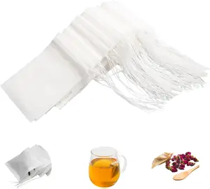 100pcs Tea Filter Bags for Loose Tea, Mini Empty Tea Bags, Natural Wood Pulp Paper Material, Disposable Unbleached Tea Filter Bags with Drawstring for Loose Tea (White,1.97 x2.76 inch)