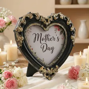 Resin Heart-Shaped Frame, Mother's Day Decorative Photo Frame, Home Hotel Restaurant Party Festival Decoration
