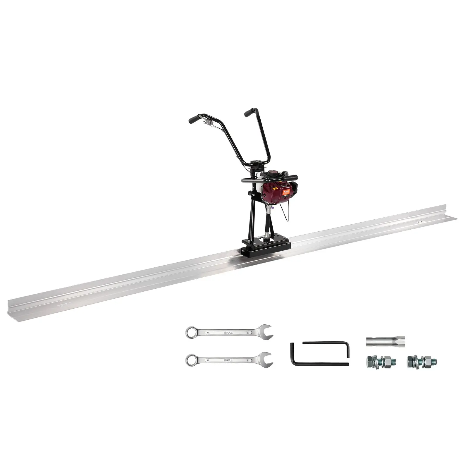 VEVOR Concrete Power Screed, 4 ft Aluminum Alloy Straight Edge Board Set, 4-Stroke Cement Finishing Vibrating Motor, Height-Adjustable Handles, 6500RPM Durable Efficient Concrete Tool