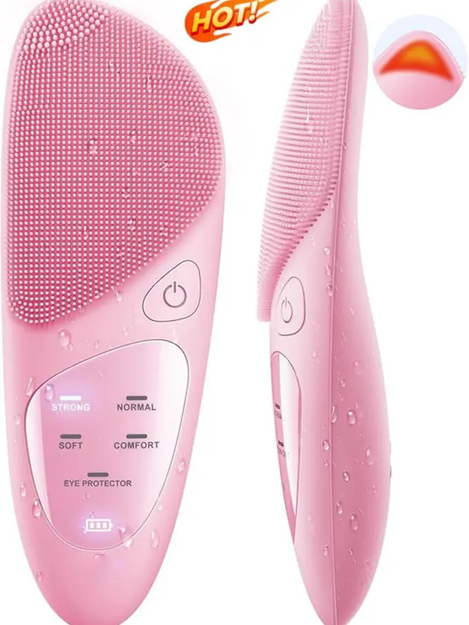 Facial brush unisex silicone facial brush  electric facial cleanser deep cleansing, electric silicone facial brush USB rechargeable waterproof gentle exfoliation  Mother's Day gift travel essential