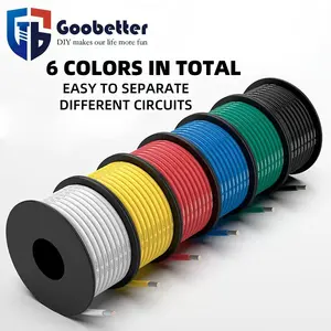 16AWG/18AWG/20AWG/ Stranded Wire Spool Kit, 16.4ft/32.8ft Each 6 Colors Flexible 14-22 Gauge Silicone Hook Up Wire Kit Electrical Tinned Copper Wire for DIY Home LED Lighting, Electrical Equipment