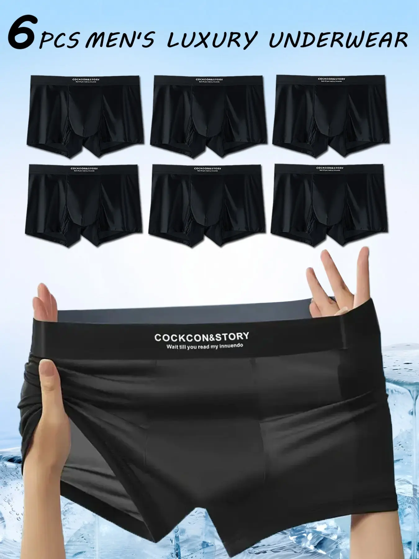 Men's Satin Underwear Set, Breathable Comfy Underwear, Breathable & Lightweight Design, Comfortable All-Season Wear, Fitted Plain Pattern, Ideal for Home Use