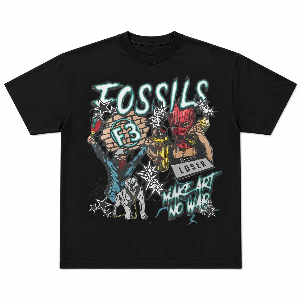 Make Art Not War Graffiti Graphic Tee - Y2K Vintage Streetwear Oversized T-Shirt, Edgy Underground Punk Shirt for Men & Women