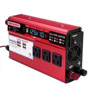 Multi Port 1500W Modified Sine Wave Inverter, 12V to 120V Auto Power Transformer with Digital Display Fast Charging