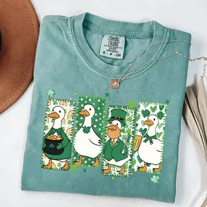 Comfort Colors St Patrick's Day Shirt, Cute St Patrick's Tshirt, Funny St Patrick Goose Tee, Holiday Goose Top, Festive Apparel, Irish Gift - LORA ATCHER