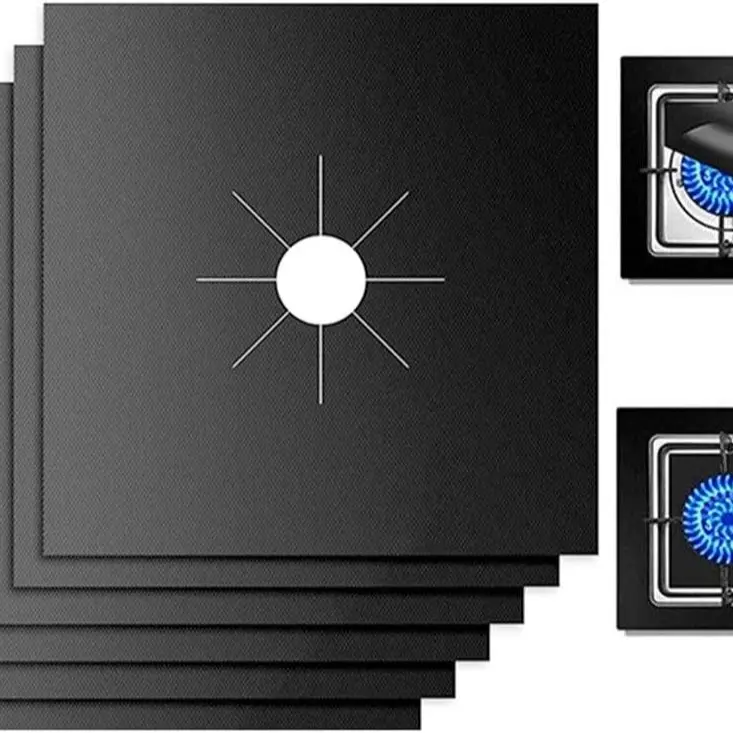 10 Pack Stove Burner Covers Double Thickness Reusable Non-Stick Heat-Resistant Gas Range Protectors for Kitchen and Easy to Clean（Black）