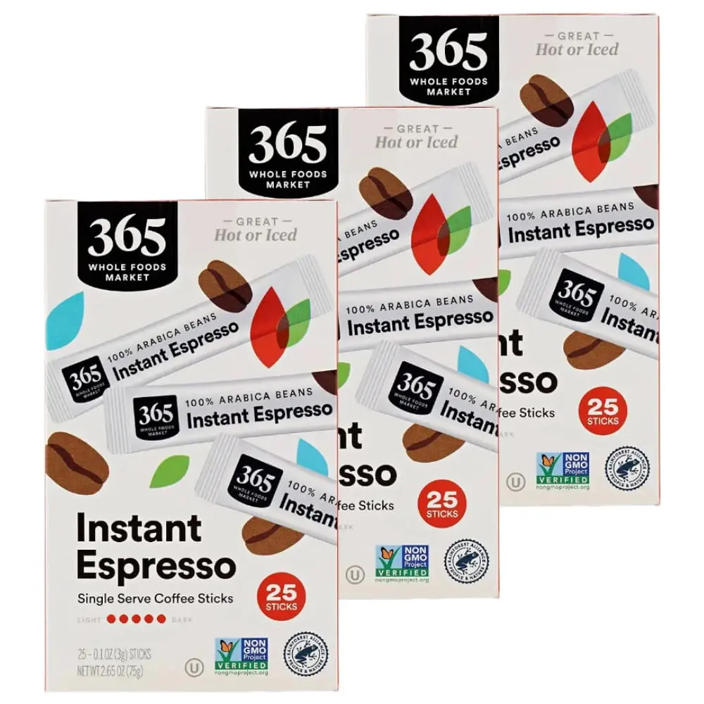 365 by Whole Foods Market Espresso Single Serve Instant Coffee, 0.1 oz. 25 ct. - 3 Pack