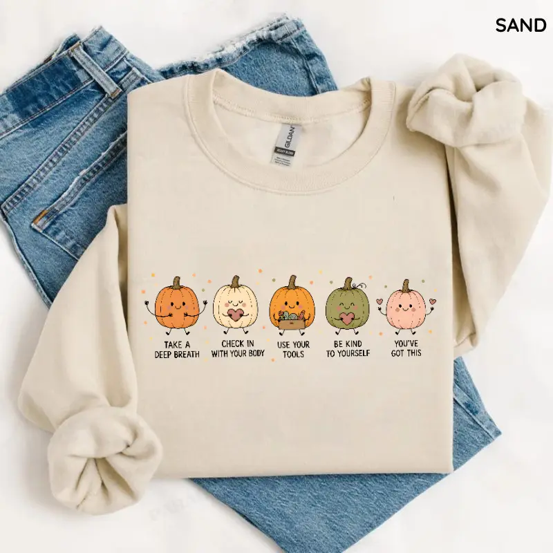 Positive Affirmation Pumpkin Sweatshirt, School Counselor Fall Graphic Tee, Mental Health Therapist OT