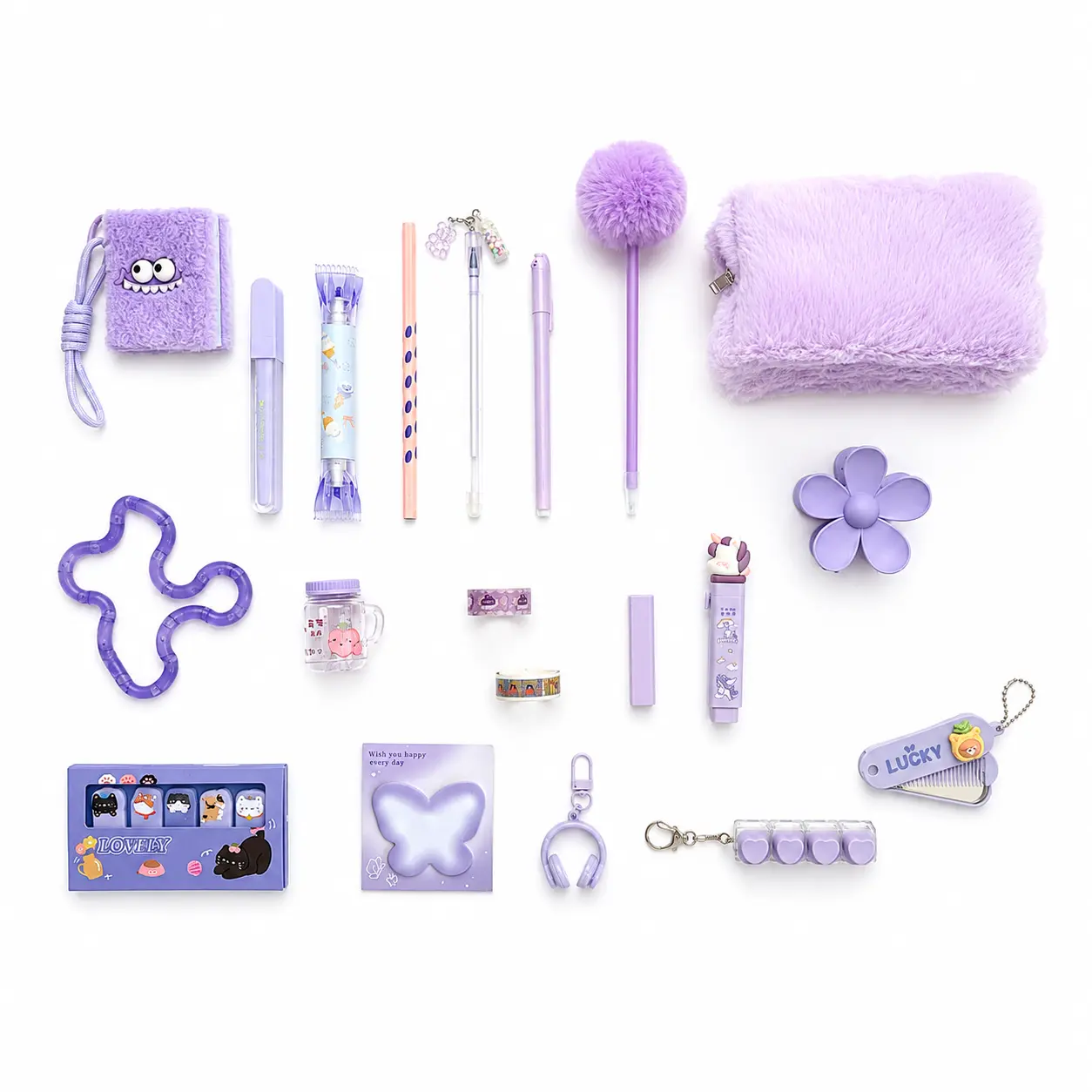 Sweet Lilac Wishes — Kawaii Stationery Notebook Set