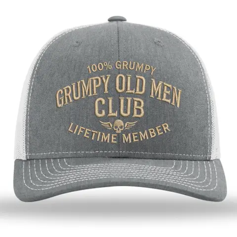 Grumpy Old Men Club Premium Embroidered Dad Hat, Classic Dad Cap Style, Embroidered Logo, Polyester/Cotton, One-Size Fits Most Heads, Ideal for Daily Commute