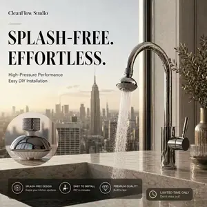CleanFlowStudio Smart Swivel Splash-Free Faucet Head | 360° Dead-Angle Cleaning | Instant Flow Upgrade | 60-Second Twist Install | Fits Most Standard Taps summervibes Durable Steel