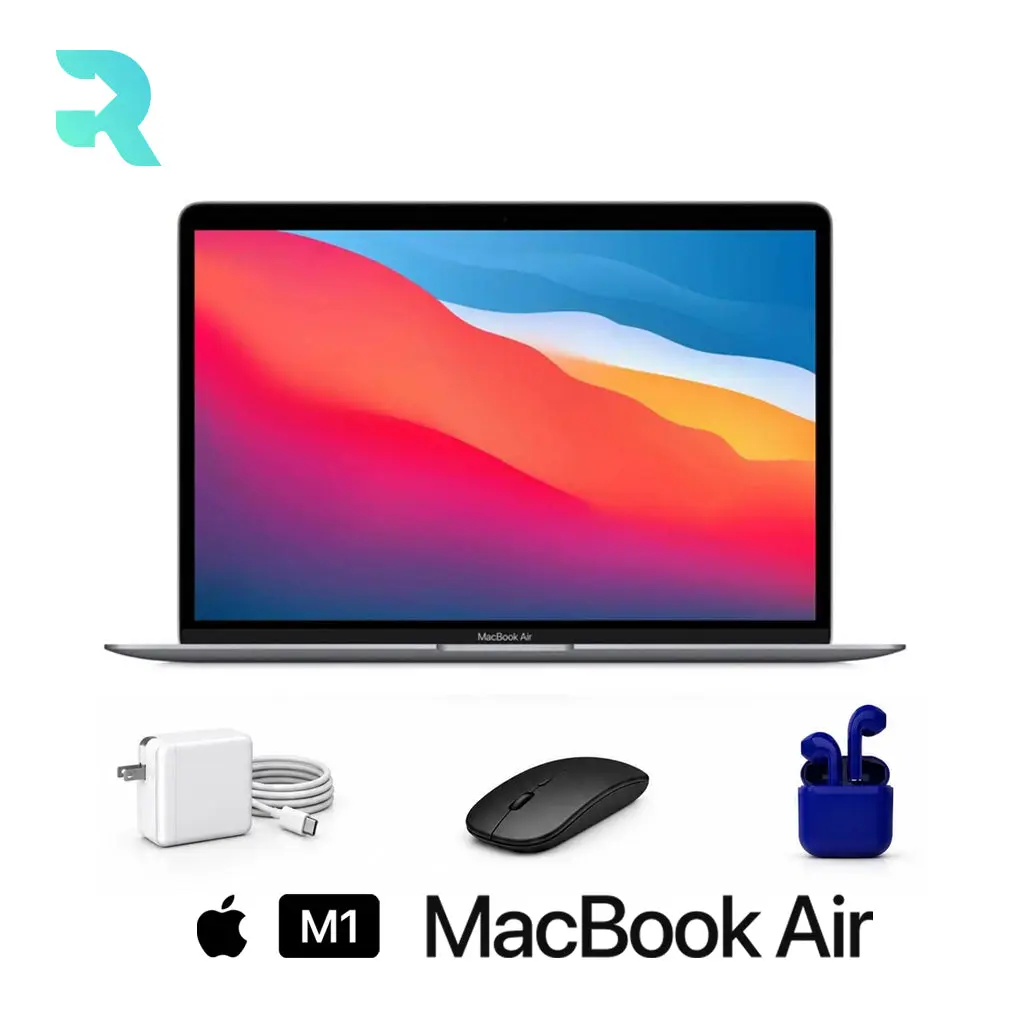 Refurbished Apple MacBook Air 13" (2020) M1 8GB/128GB Space Gray Good Condition with Generic Wireless Mouse + USA Essentials True Wireless Earbuds + Charger