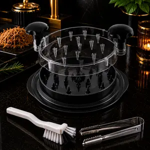 Manual Chicken Shredder Kitchen Utensil with Twist Design, Transparent Lid, Anti-Slip Base, Handles, Large Visible Chamber, Cleaning Brush & Tongs for Chicken, Beef