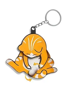 Cute Cat Interactive Keychain, Interactive Design, Fun and Playful, Playful Accessory, Contains Rotating Egg, Perfect Gift for Cat Lovers, Stress Relief Bag Decoration, Sensory Fidget Keychain