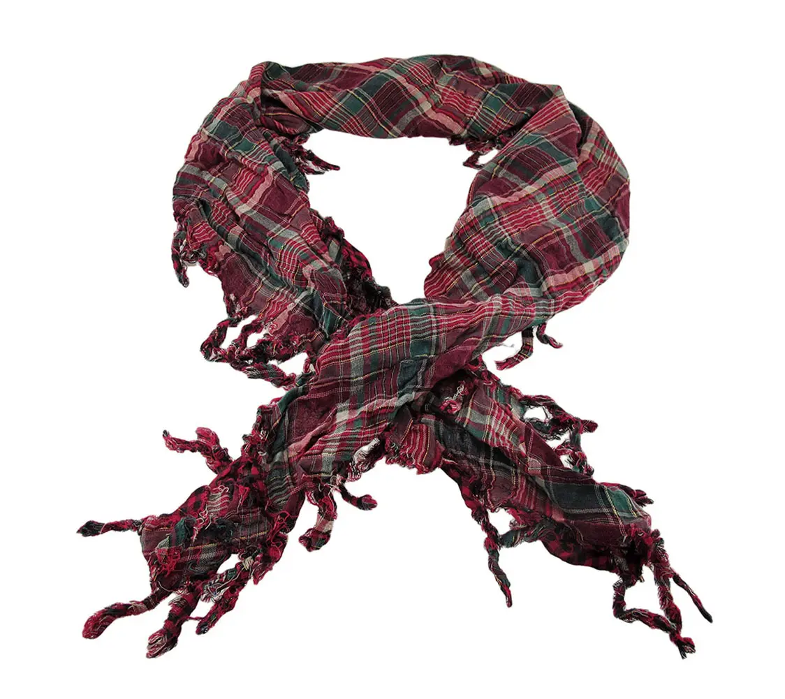 76in Fuchsia Plaid Reversible Scarf - Tartan Triangular Fringe Fashion