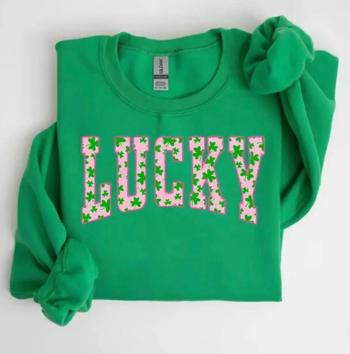 Lucky Clover sweatshirt with green shamrock design, perfect gift for St. Patrick’s Day, Trendy Apparel For Patrick's Day
