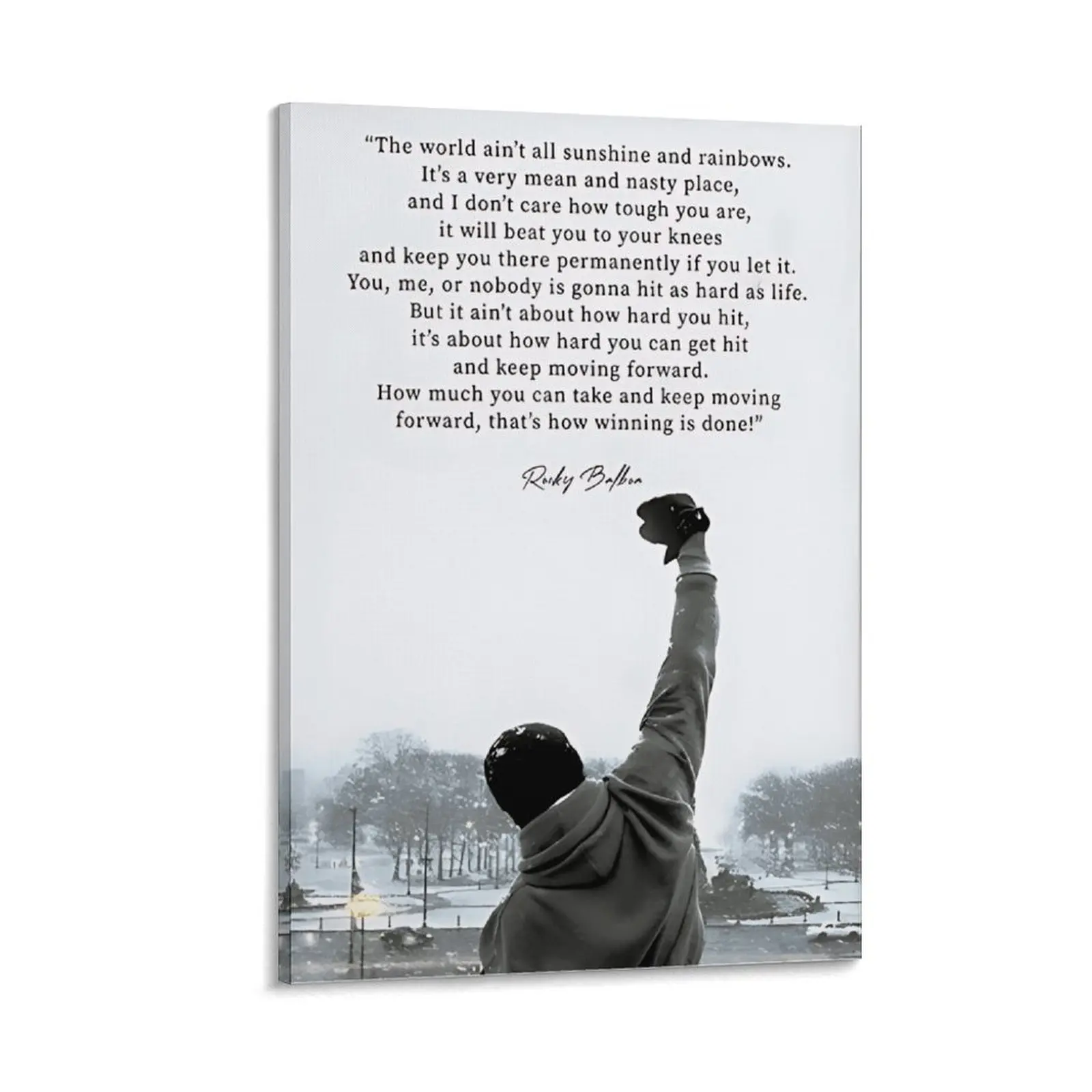 Rocky Balboa Retro Movie Poster - Sylvester Stallone Boxing Inspirational Quotes Wall Art Print, Home Decor Room Decor, Gym/Office Decoration, Gift for Him
