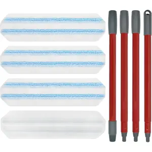 Mop Replacement Pads for Ocedar H2prO Flat Mop System, Mop Handle Mop Refills for O-Cedar H2pro Flat Mop System, Include 4 Pack Mop Pads and 4-Section Mop Handle for Ocedar H2 Pro Mop