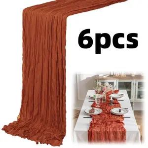 6 Pack 10Ft Cheesecloth Table Runner 35x118 Inch Boho Gauze Table Runner Rustic Cheese Cloth Long Romantic Table Runners for Wedding Bridal Shower Birthday Party Table Decor