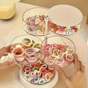 Rotating Children Hair Accessory Multifunctional Organizer Box, Baby Girls Headband Clips Storage Case, Kids Jewelry Holder for Party & Daily Use