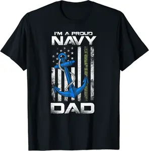 Mens Proud Navy Father Shirt American Flag Vintage Dad T-Shirt - Silviamo Shop 90B09K7MSG5Z