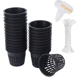 30 Pack 3 Inch Net Cup Pots with Hydroponic Self Watering Wick & Plant Labels for Aquaponics, Mason Jar Insert, Indoor/Outdoor Use No Brand