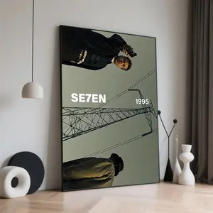 2D Frameless Canvas Art - SE7EN 1995 Movie Poster, 30.48x 45.72cm Drama Crime Thriller Wall Decoration, Suitable for Living Room, Bedroom, Office - High-Quality Canvas Printing, Ideal for Movie Enthusiasts, Indoor Use, Indoor Wall Decoration| Movie Poster