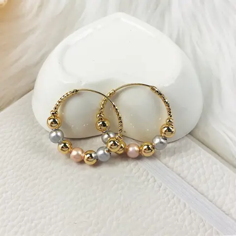 Women's 18-Carat Gold-Plated Tri-Tone Classic Earring Hoops - Unique Design, Modern Shine, All-Season Elegant Costume Jewelry Fashion Accessory for Daily Use & Any Occasion